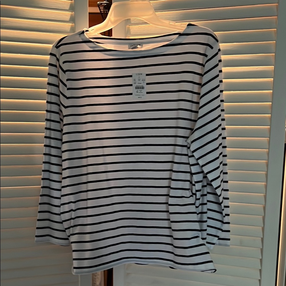 J Crew Women's Striped Top - Navy  and White